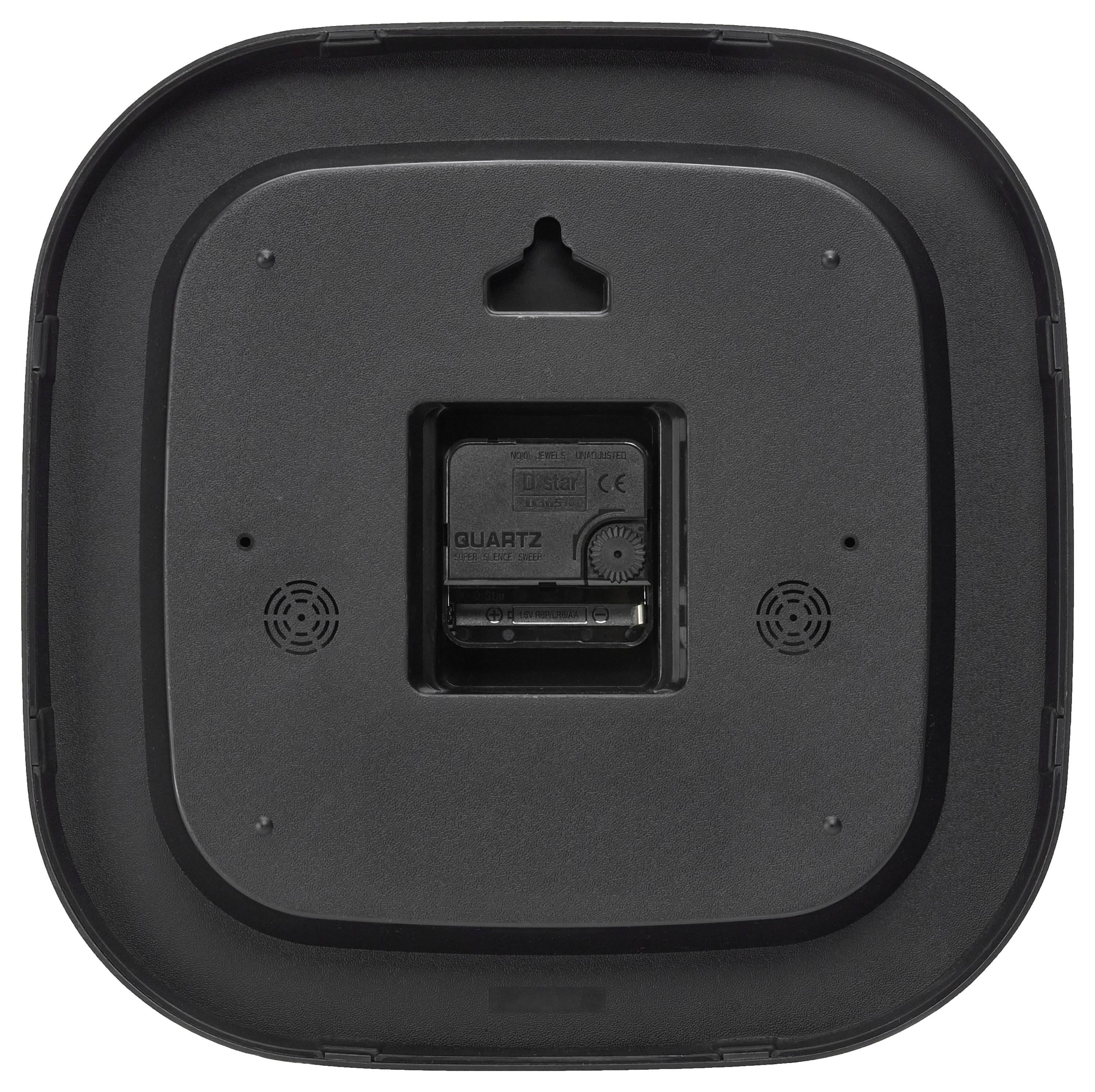 TFA Dostmann 60.3076.01 Quarz Wanduhr 279mm x 49mm x 279mm Schwarz Leisegang-Uhrwerk