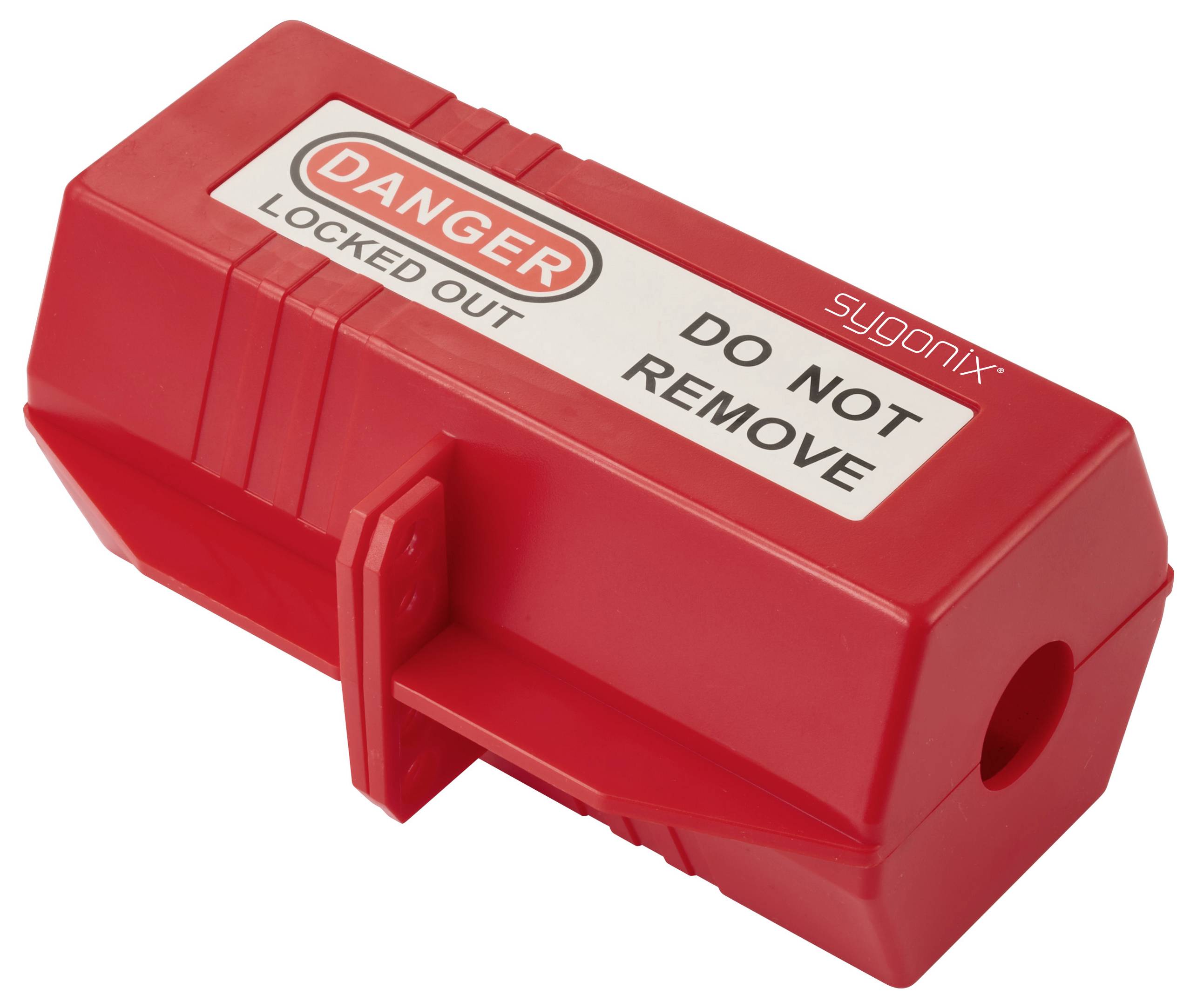 Roter Sicherungsschloss mit Textaufschriften 