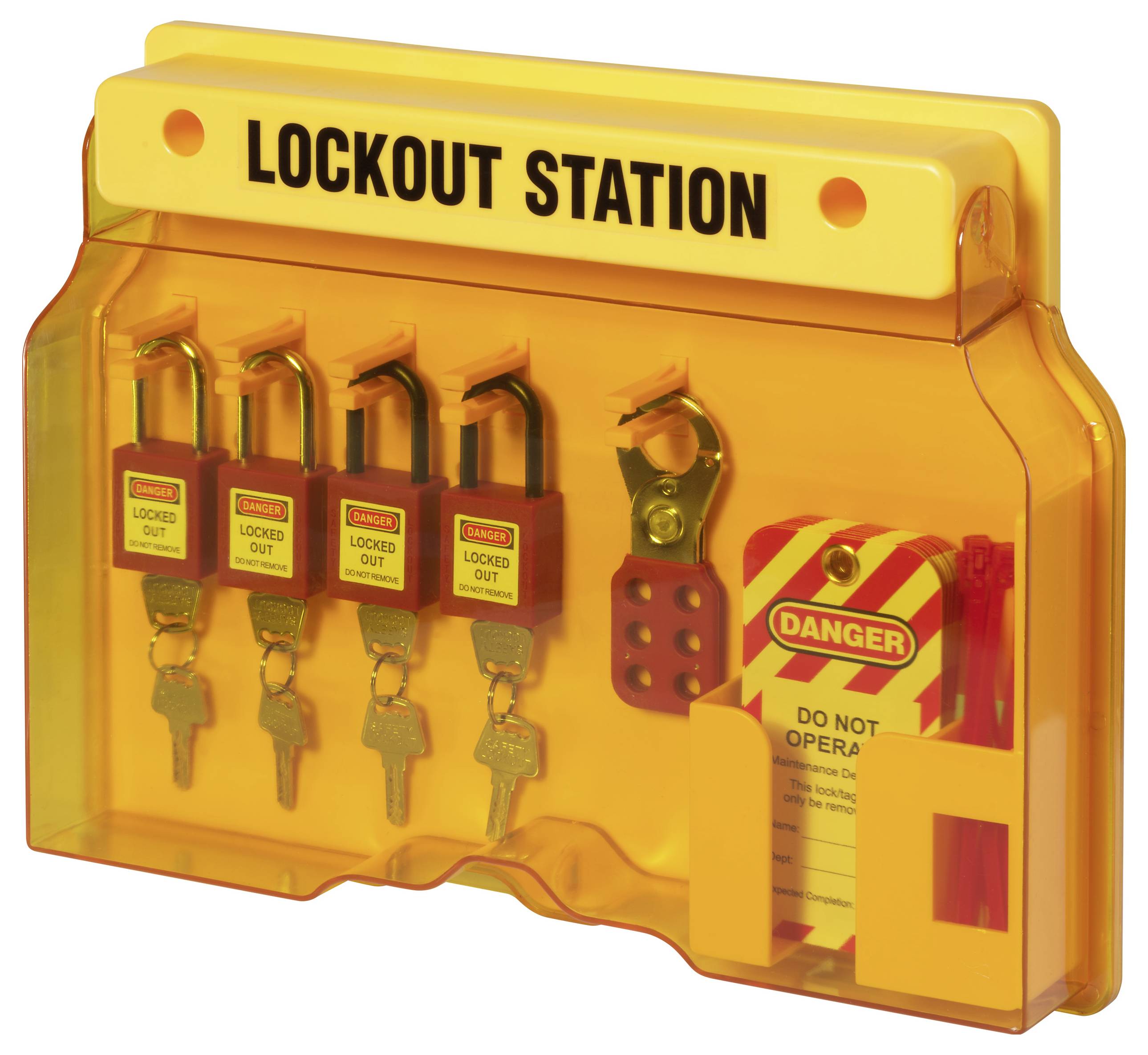 Sygonix SY-6872550 Verriegelung 412mm Yellow Lockout Station 5 Hakenstellung