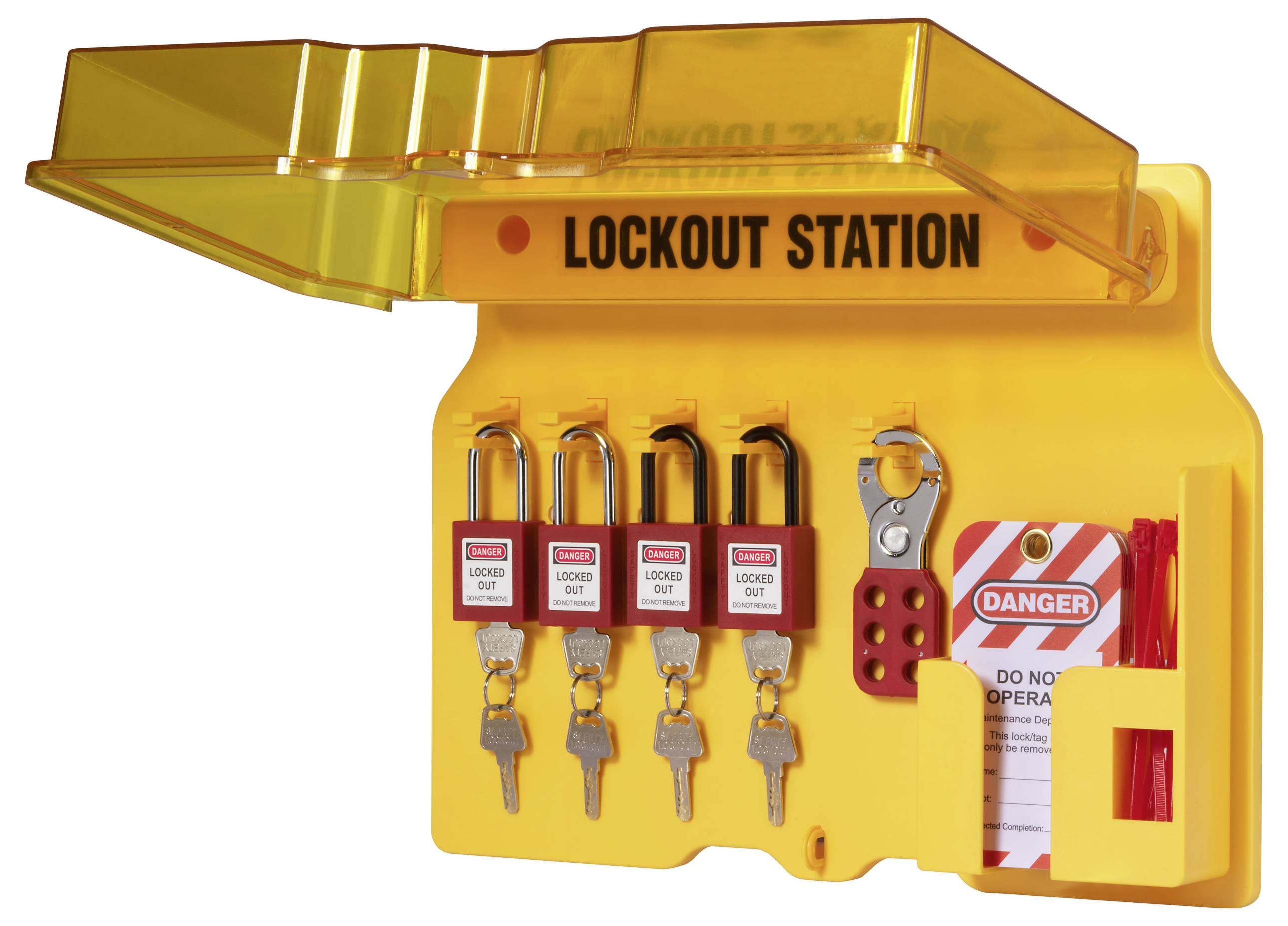 Sygonix SY-6872550 Verriegelung 412mm Yellow Lockout Station 5 Hakenstellung