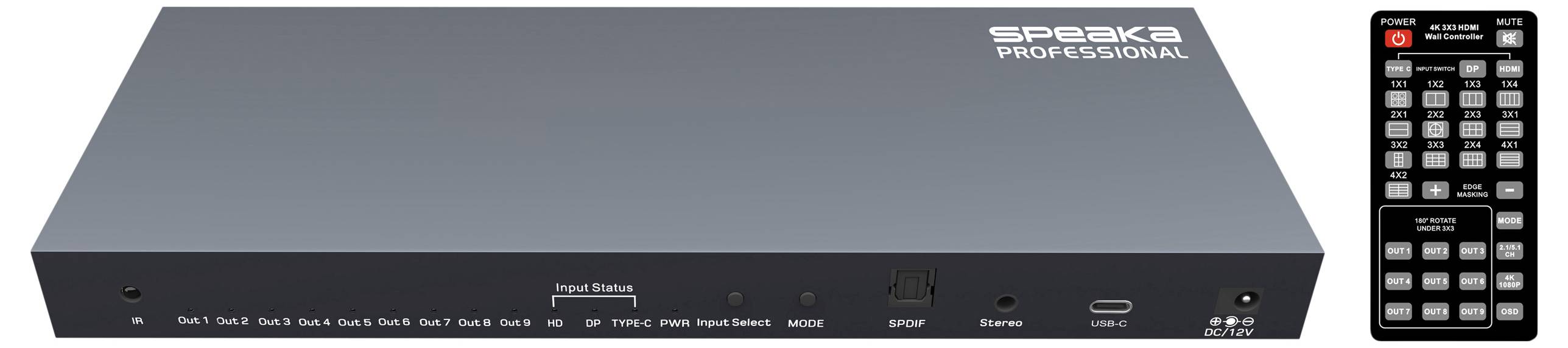 SpeaKa Professional SP-WC-200 HDMI-Switch mit Fernbedienung, Ultra HD-fähig 1980 x 1080 Pixel