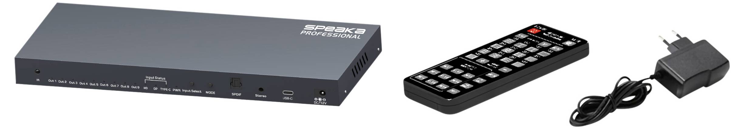 SpeaKa Professional SP-WC-200 HDMI-Switch mit Fernbedienung, Ultra HD-fähig 1980 x 1080 Pixel
