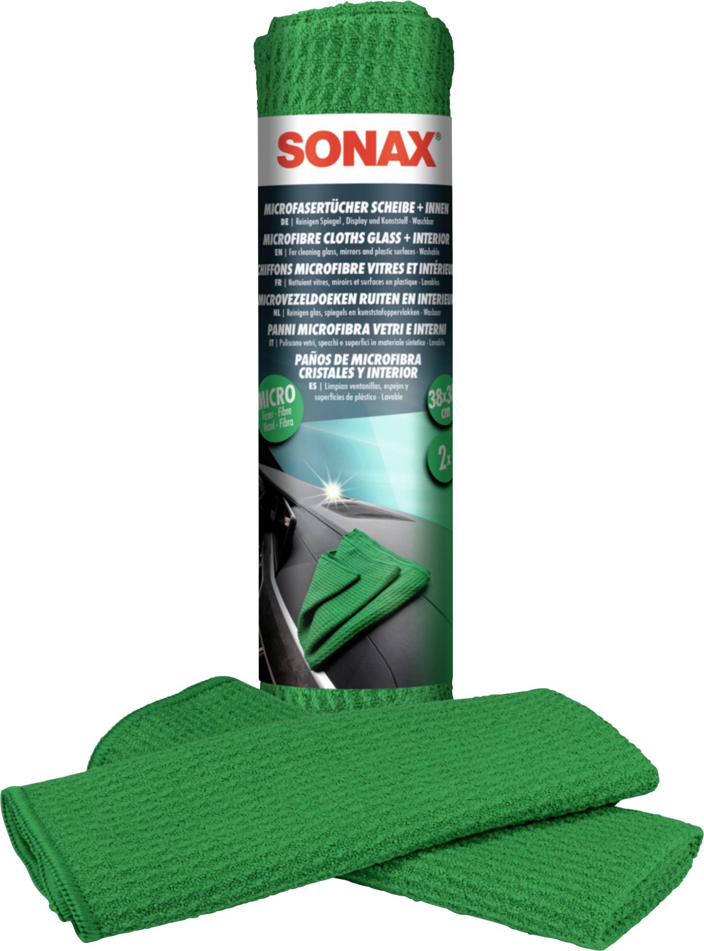 Sonax 498440 Microfasertuch Grün 2 St. (L x B) 38 cm x 38 cm
