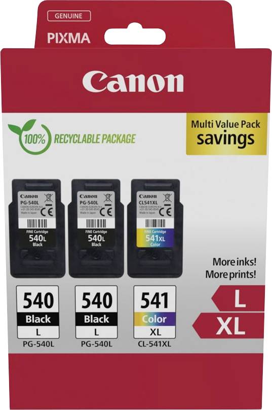 Canon Druckerpatrone 540L x2/CL-541XL Multipack Original 3er-Pack Schwarz, Color 5224B017