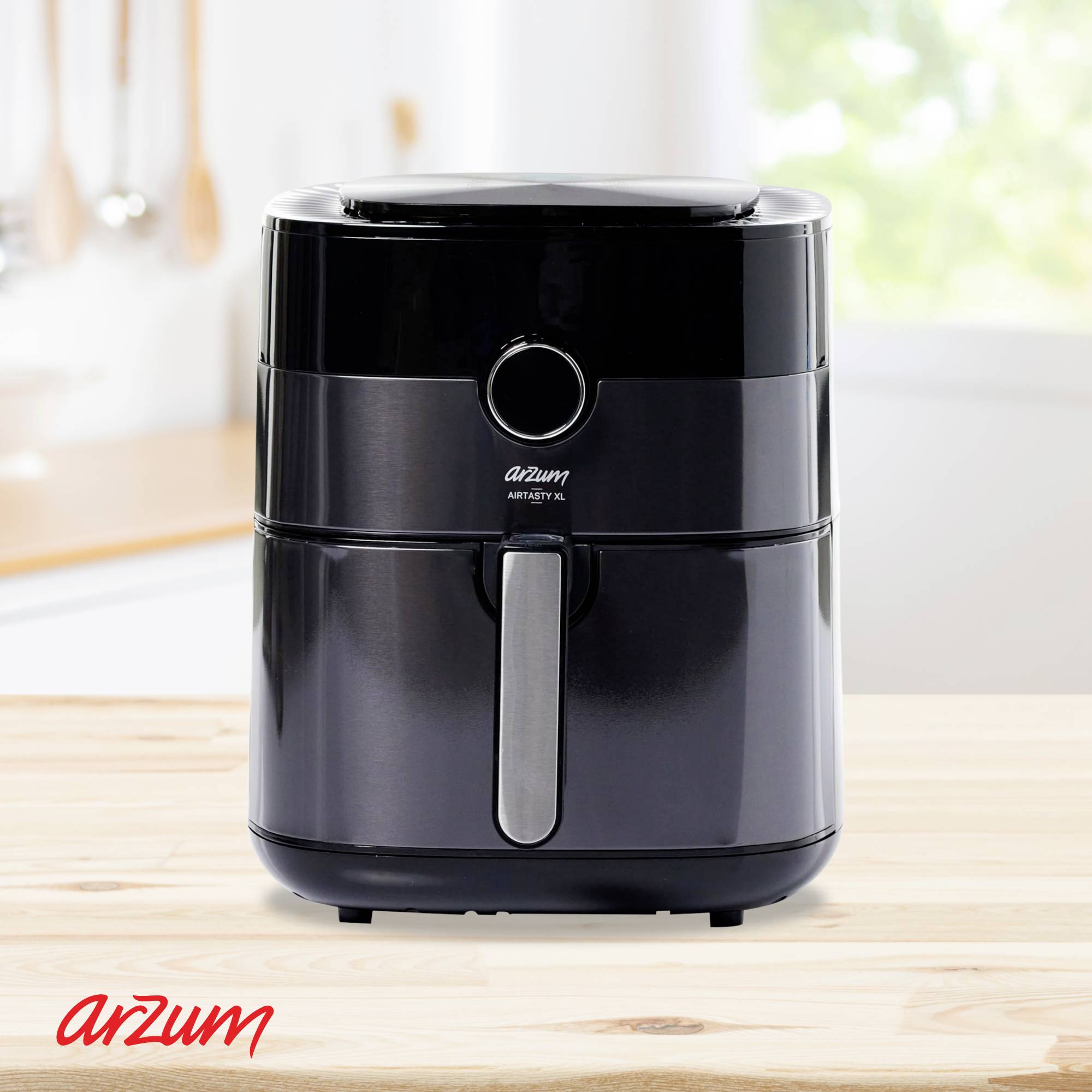 Arzum Heissluftfritteuse Fritteuse 6l 1750W Heißluft-Funktion, mit Display Schwarz-Silber