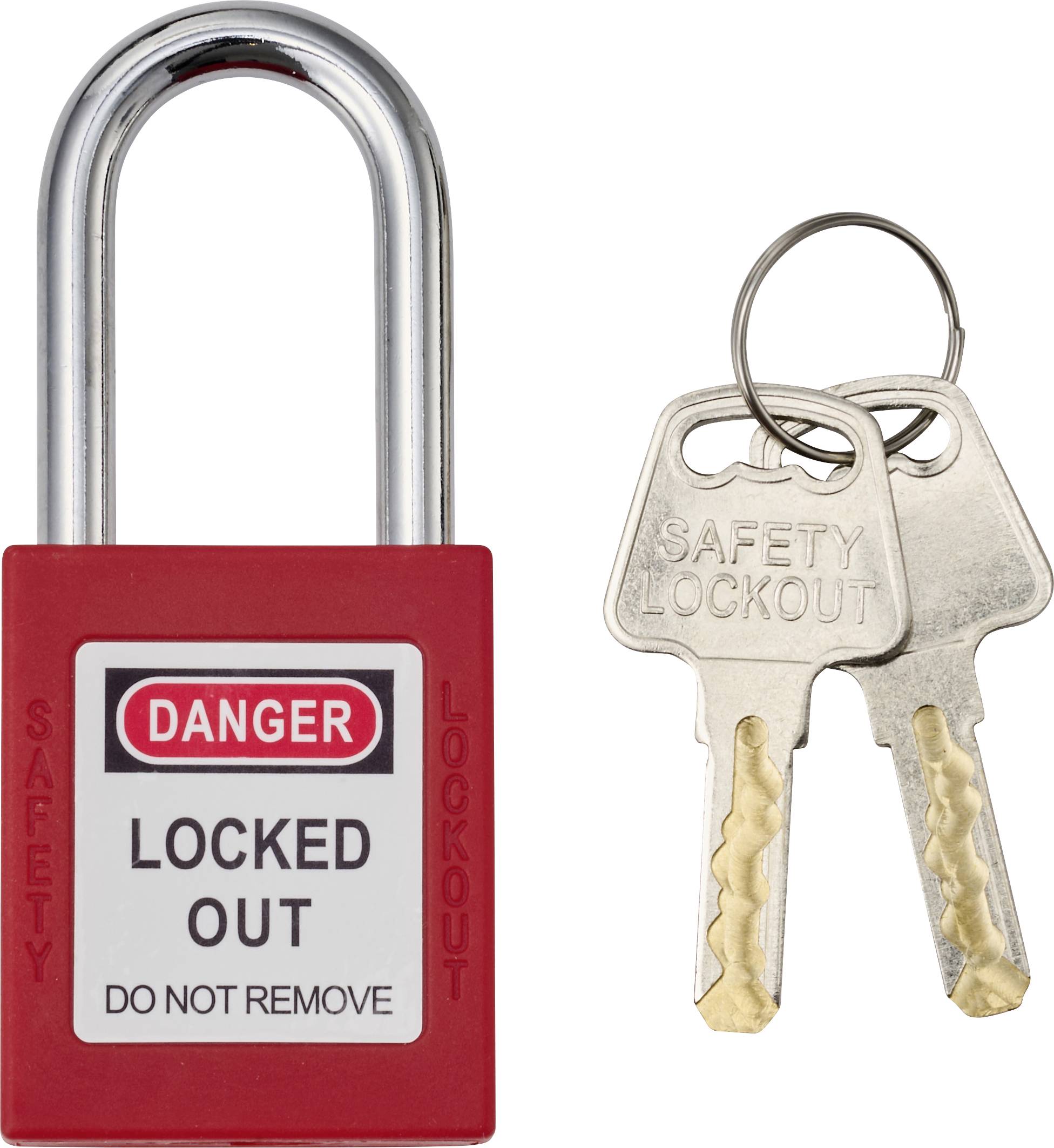 Sygonix SY-6872670 Vorhängeschloss 38mm verschieden schließend Rot Schlüsselschloss Metall