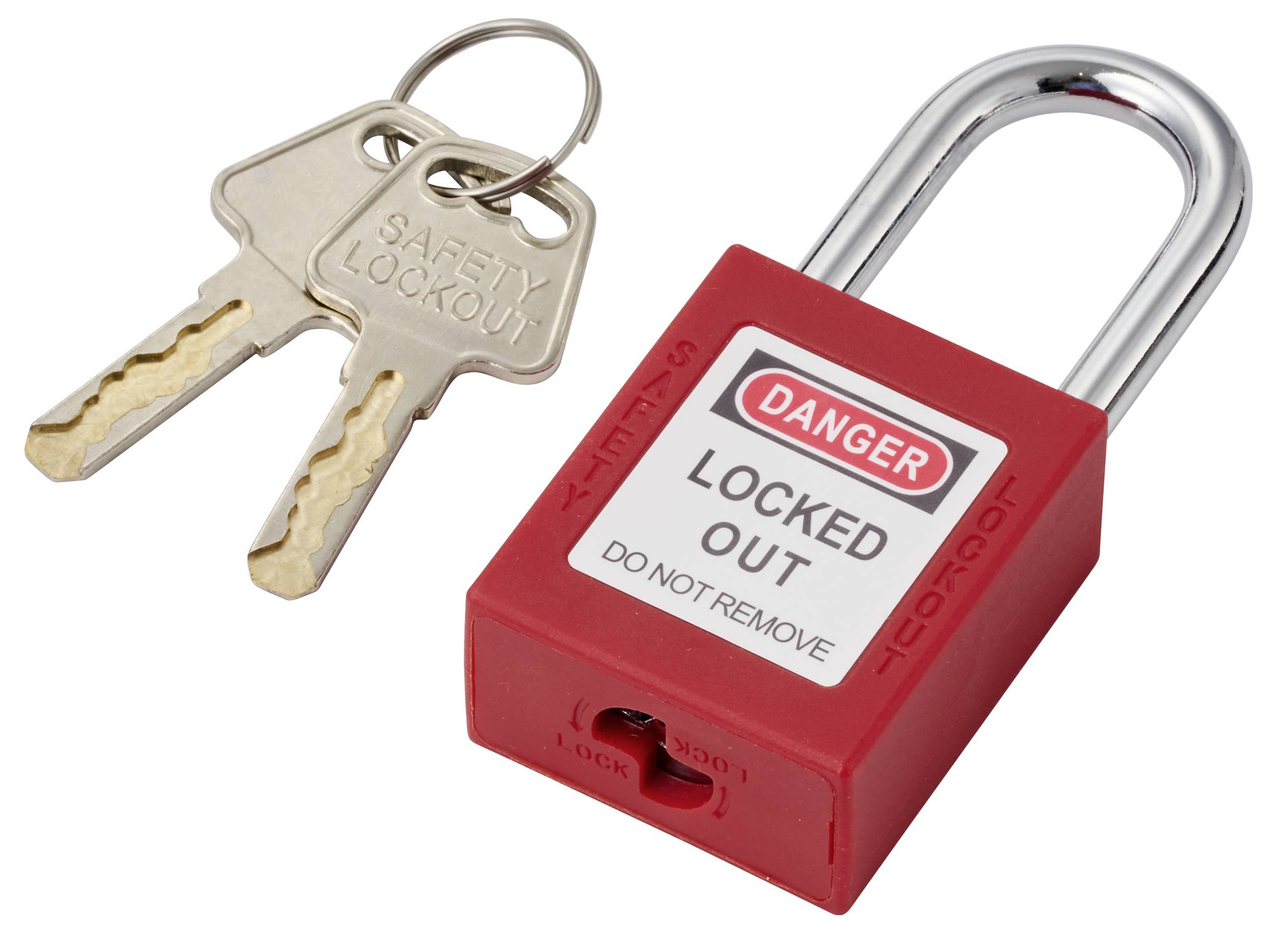 Sygonix SY-6872670 Vorhängeschloss 38mm verschieden schließend Rot Schlüsselschloss Metall