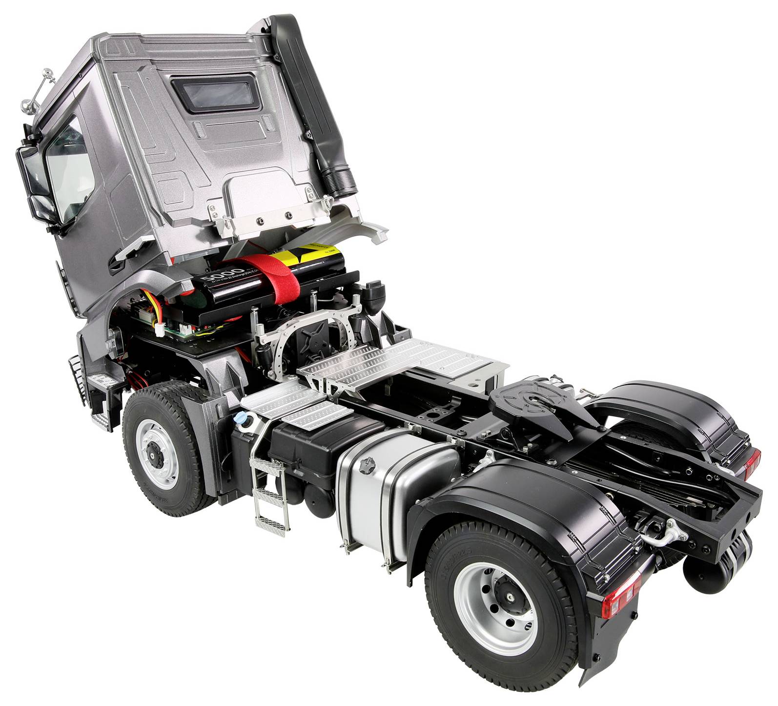 Amewi 22696 Mercedes-Benz Arocs Sattelzug mit Kippauflieger 4x4 1:14 RTR anthrazit 1:14 Elektro RC Einsteiger Modellauto RtR mit