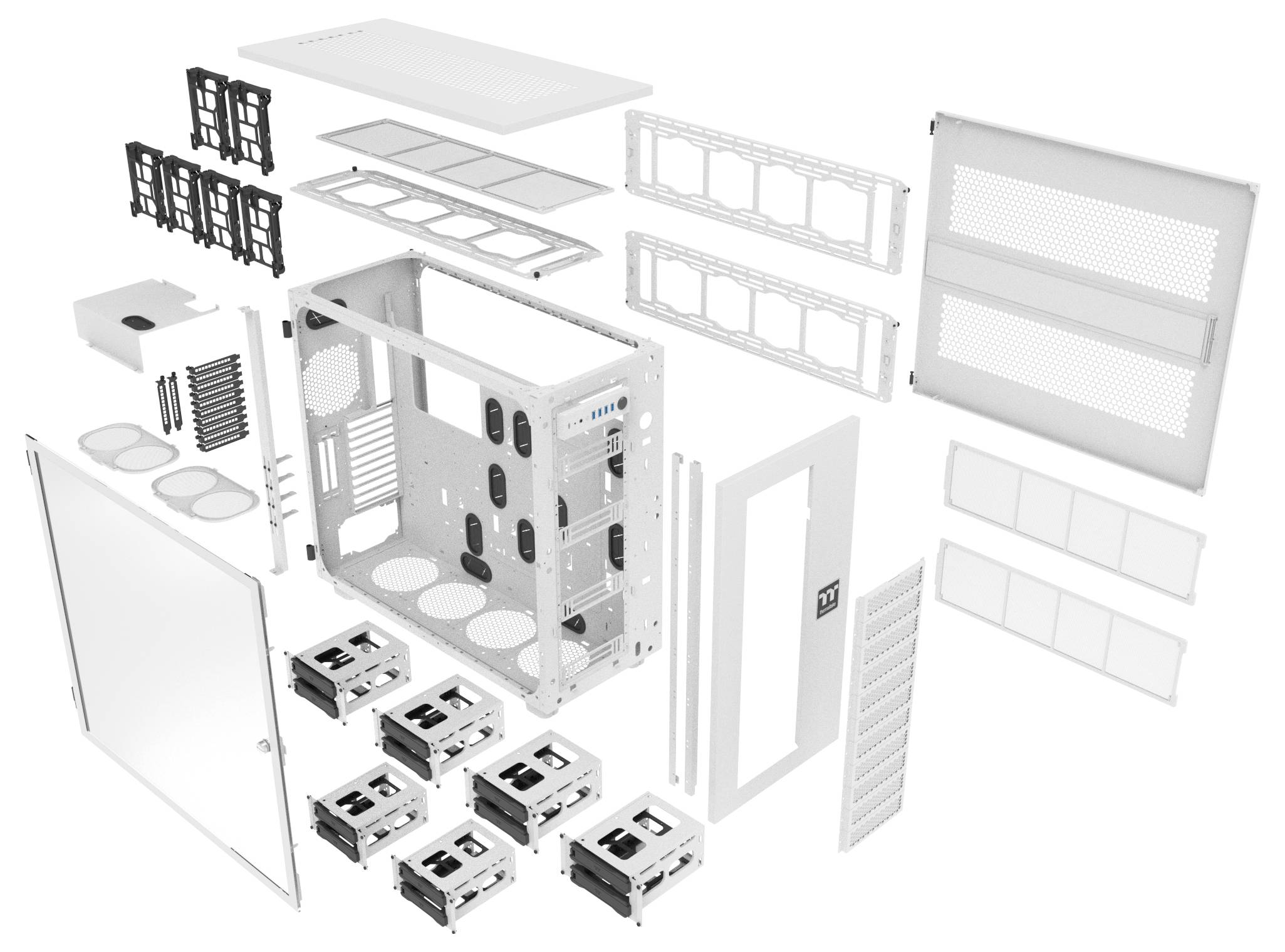 Thermaltake AX700 TG Snow White Full Tower Gaming-Gehäuse Schnee-Weiß
