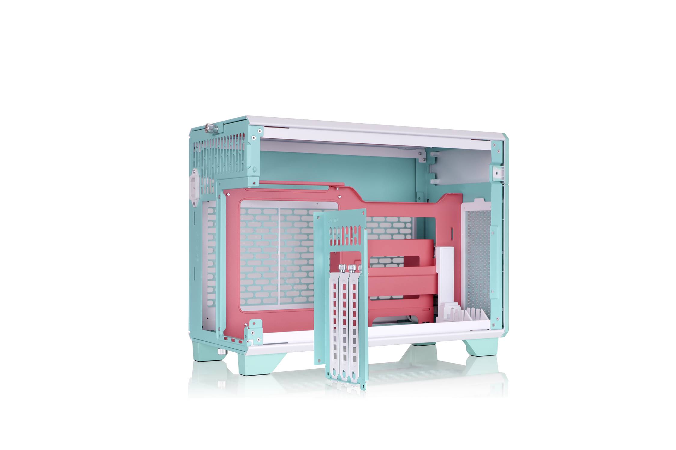 Thermaltake TR100 Mint Strawberry Mini-Tower Gaming-Gehäuse Minze, Erdbeere