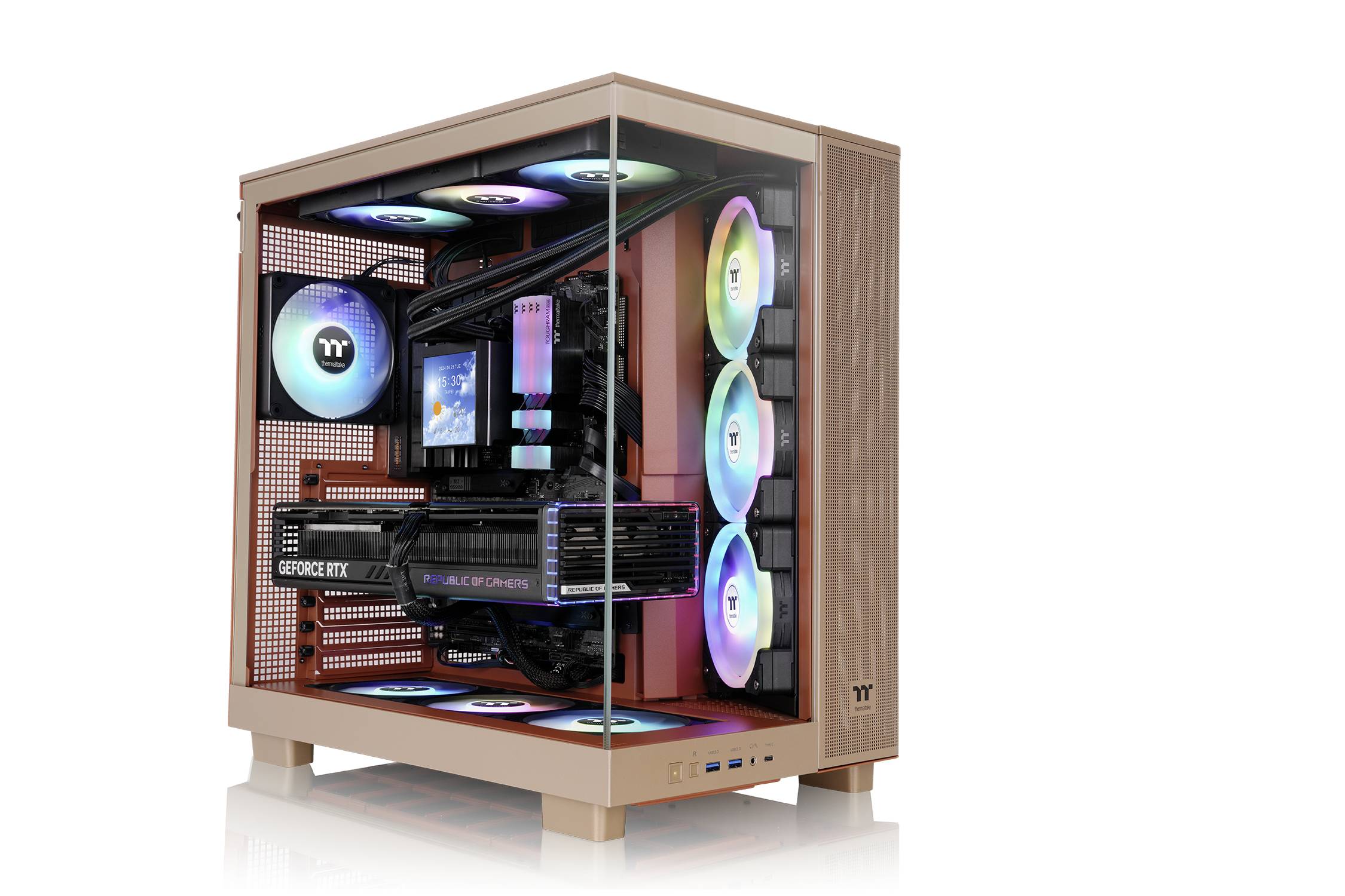 Thermaltake View 380 XL TG ARGB Gravel Sand Midi-Tower PC-Gehäuse Sand-Braun