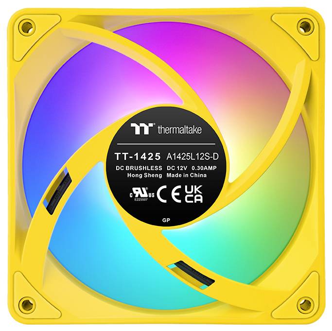 Thermaltake CT140 EX Reverse ARGB Sync PC Cooling Fan Bumblebee 3 Pack PC-Gehäuse-Lüfter Gelb (B x H x T) 120 x 120 x 25mm