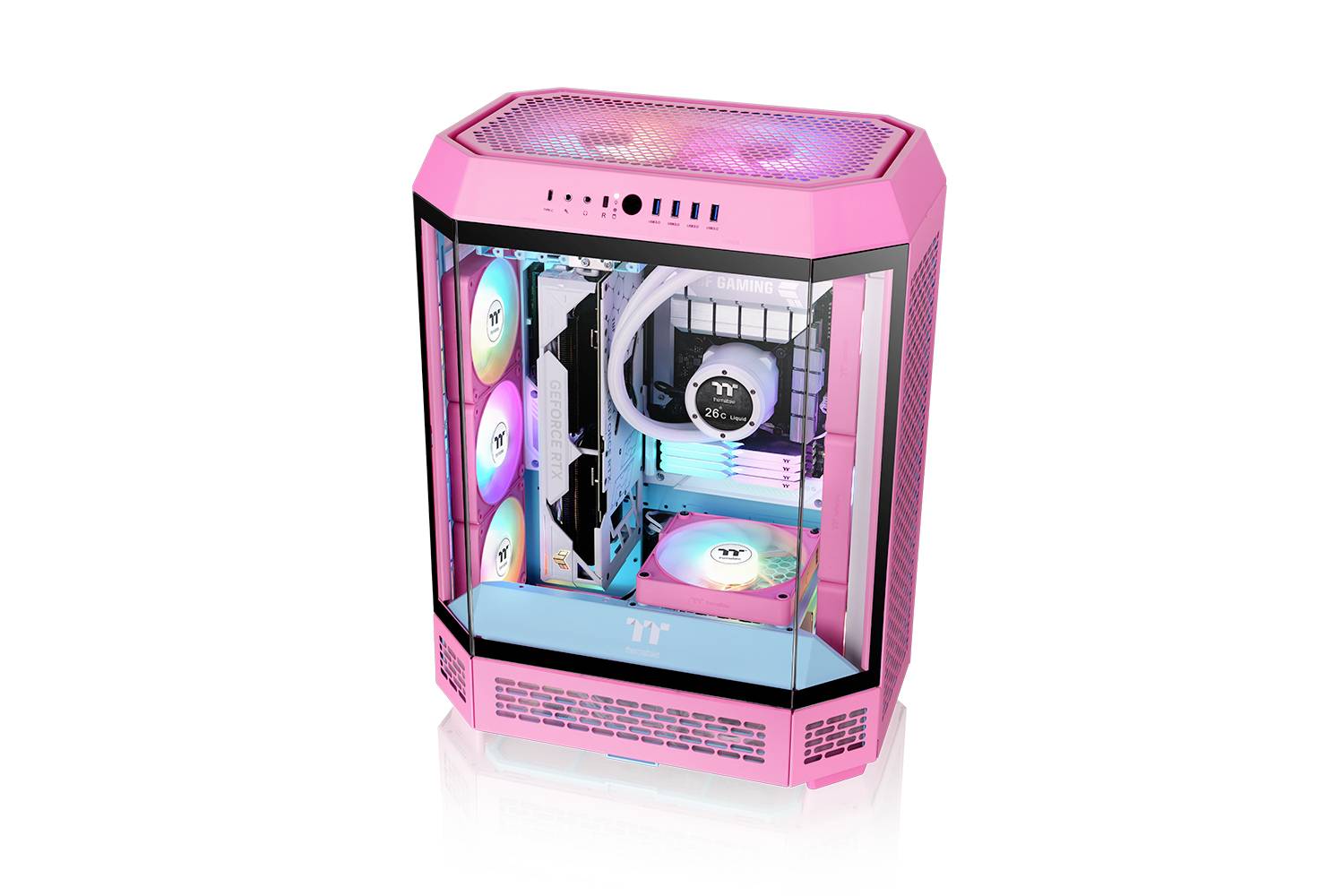 Thermaltake CT140 EX Reverse ARGB Sync PC Cooling Fan Pink 3 Pack PC-Gehäuse-Lüfter Pink (B x H x T) 120 x 120 x 25mm