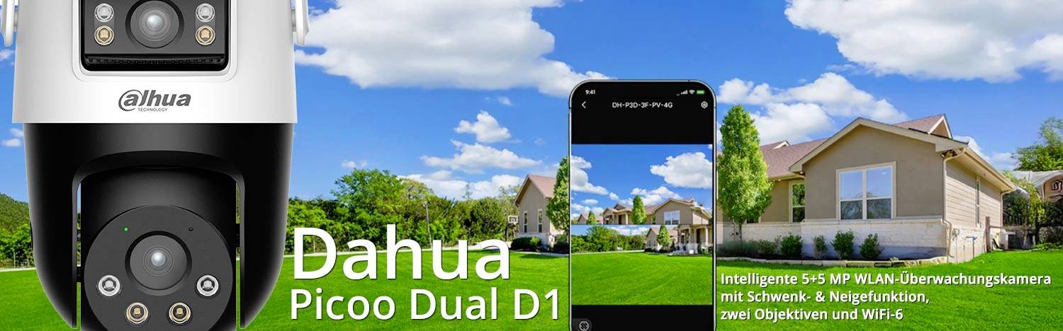 Dahua Technology Picoo Dual D1, DH-P5D-5F-PV DH-IPC-P5DP-5F-PV-0280B/0600B-EUR LAN, WLAN IP Überwachungskamera 2880 x 1620 Pixel