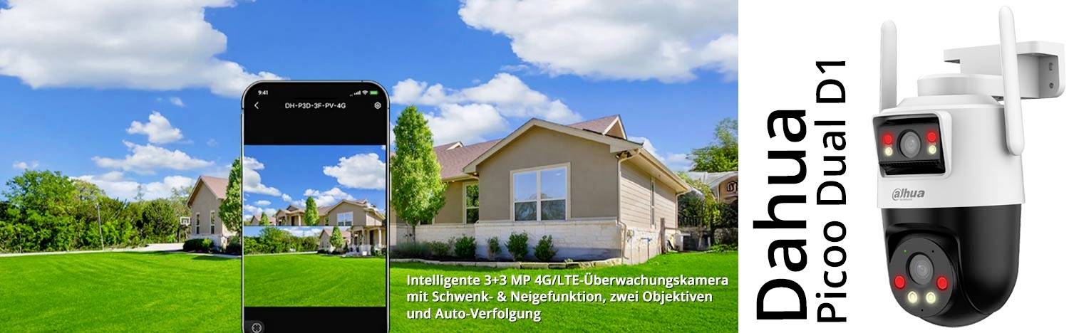 Dahua Technology Picoo Dual D1, DH-P3D-3F-PV-4G DH-SD-P3D-3F-PV-4G-0400B-EUR GSM IP Überwachungskamera 2304 x 1296 Pixel
