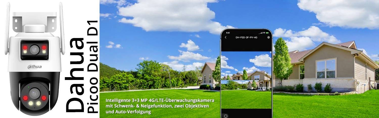 Dahua Technology Picoo Dual D1, DH-P3D-3F-PV-4G DH-SD-P3D-3F-PV-4G-0400B-EUR GSM IP Überwachungskamera 2304 x 1296 Pixel