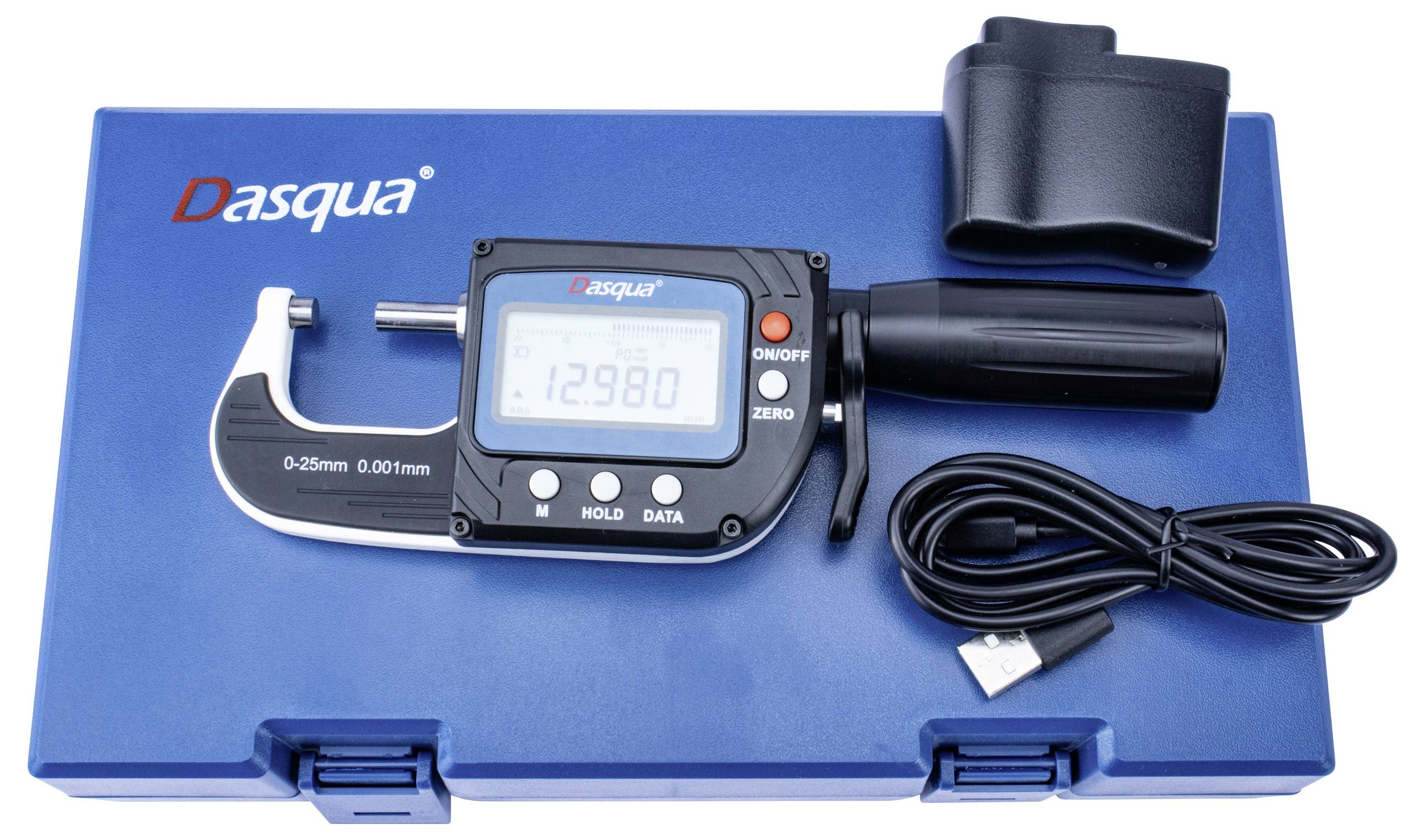 Dasqua 4105-0005 Digitales Dickenmessgerät (L x B) 160mm x 55mm mit digitaler Anzeige, metrisch 25mm Ablesung: 0.01mm