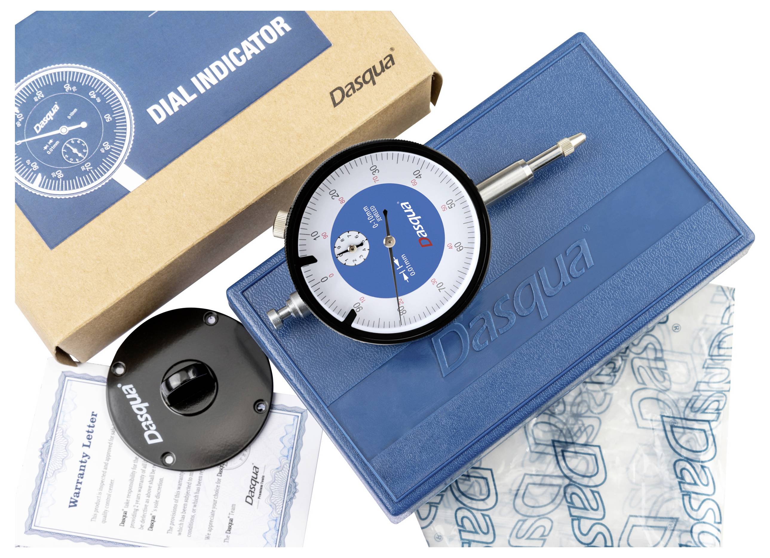Dasqua 5111-1005 Messuhr mit Kontrollmaß 10mm Ablesung: 0.01mm