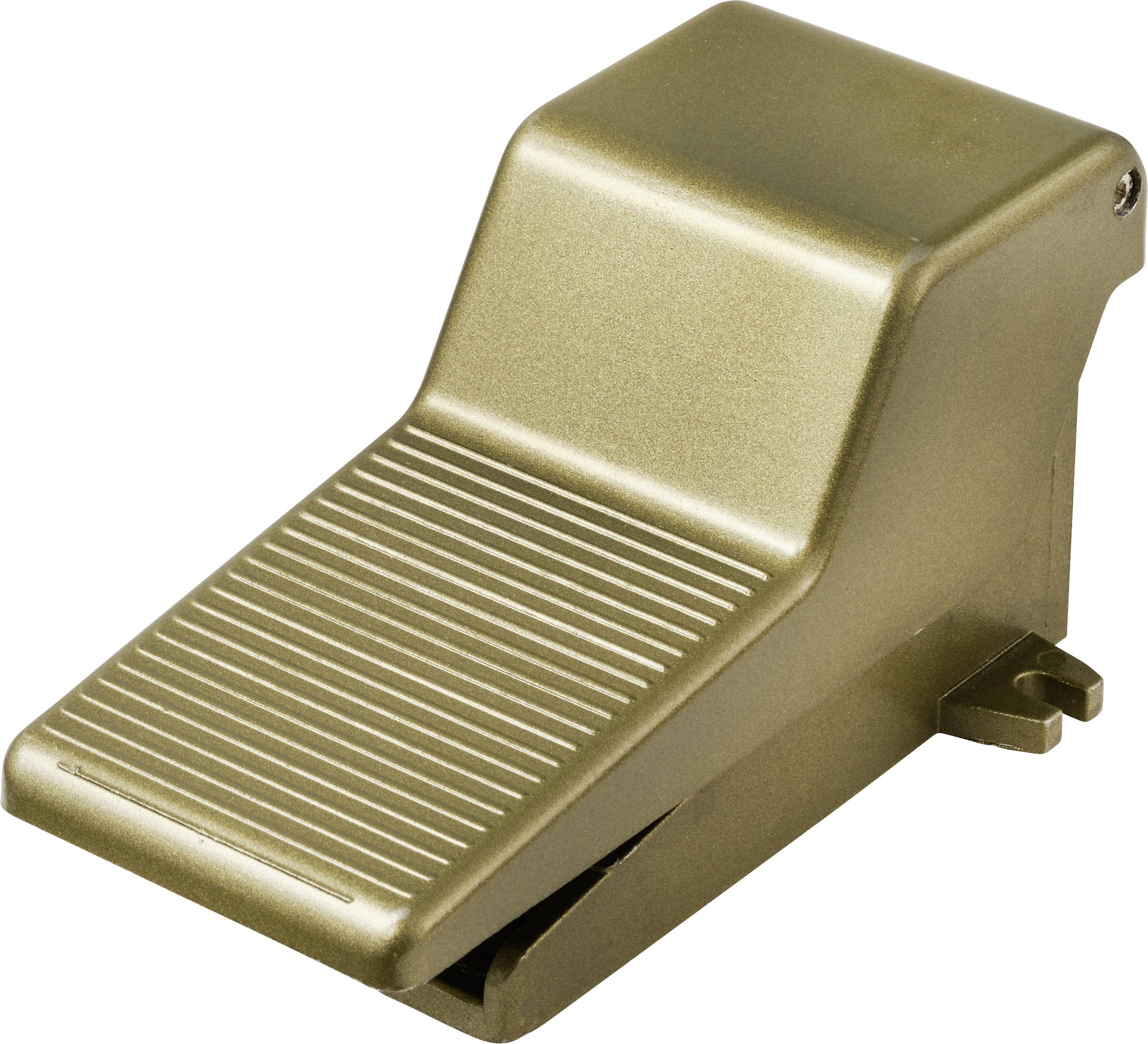 Ein bronzefarbener, keilförmiger Türkeil mit gerillter Oberfläche, der dazu dient, Türen offenzuhalten.