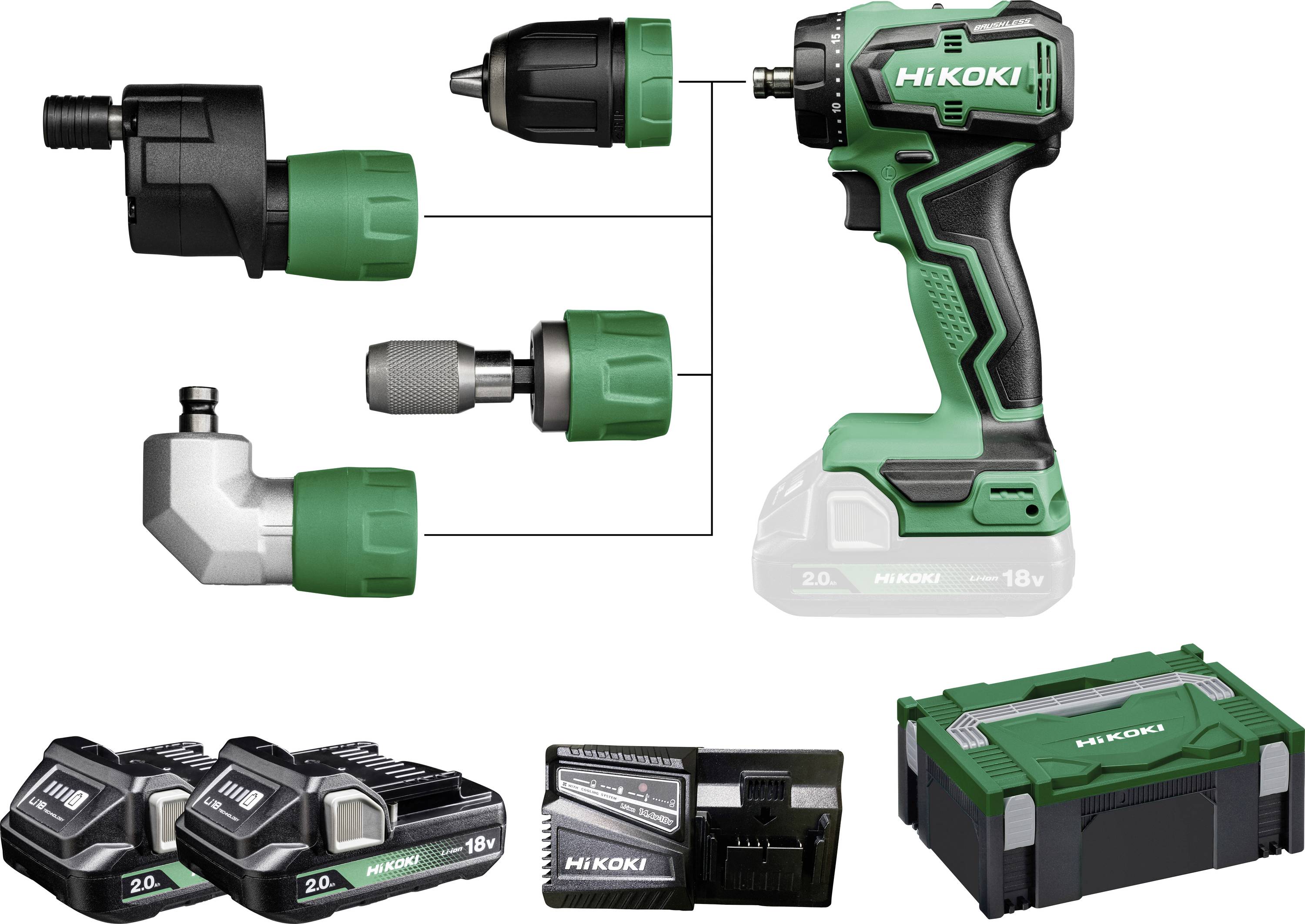 HiKOKI DS18DDQWRZ Akku-Bohrschrauber 18V 2.0Ah Li-Ion inkl. 2. Akku, inkl. Ladegerät, inkl. Koffer