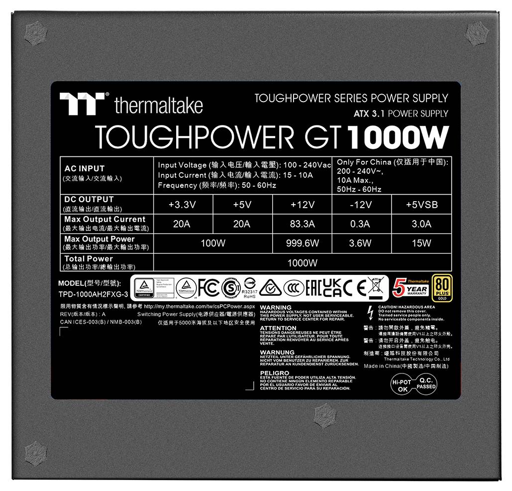 Thermaltake Toughpower GT 1000W PC Netzteil 1000W ATX