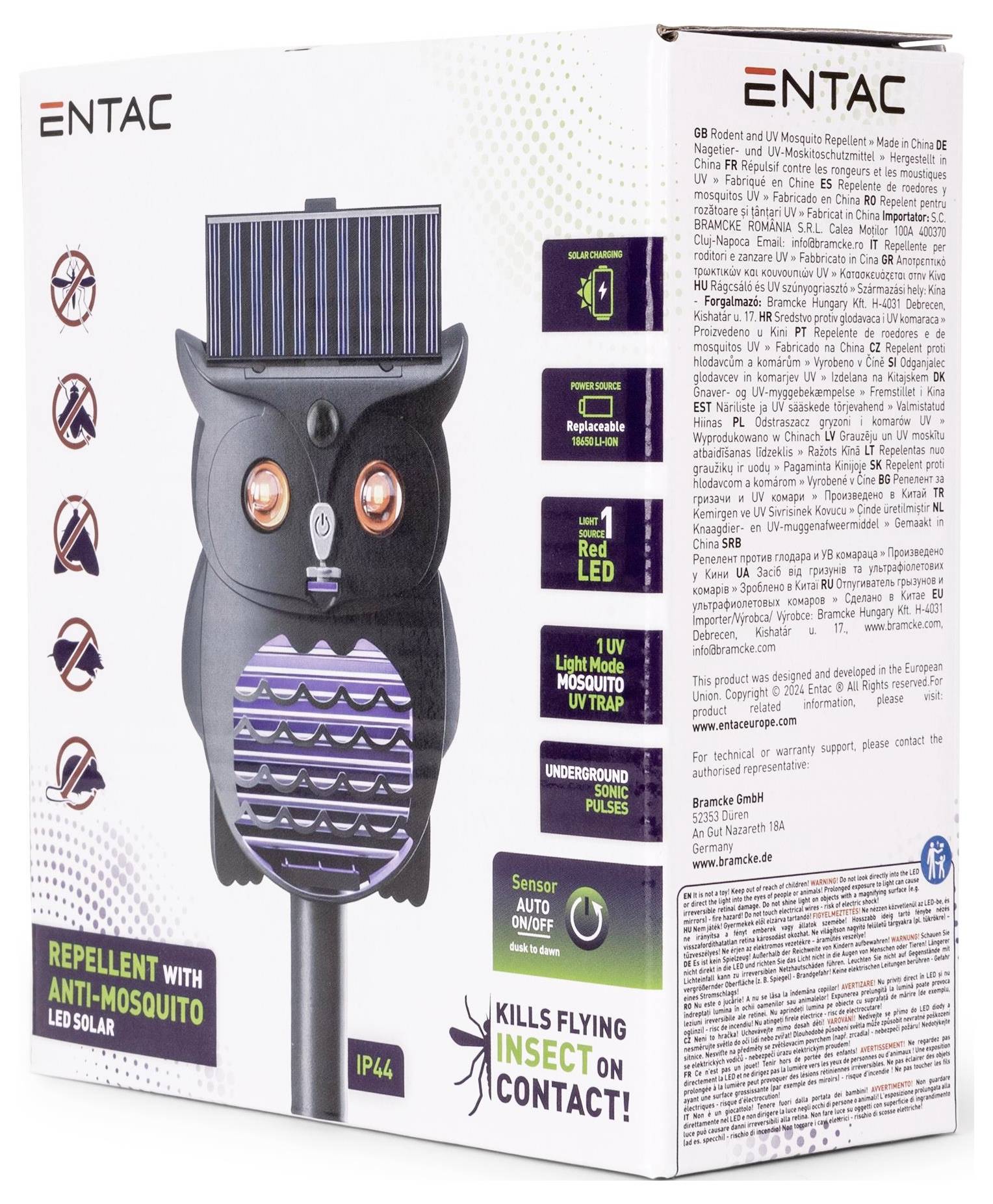 ENTAC EGSR-US-MC-12M-S Nagetier Abwehr UV-Licht, LED-Licht, Ultraschall Schwarz 1St.