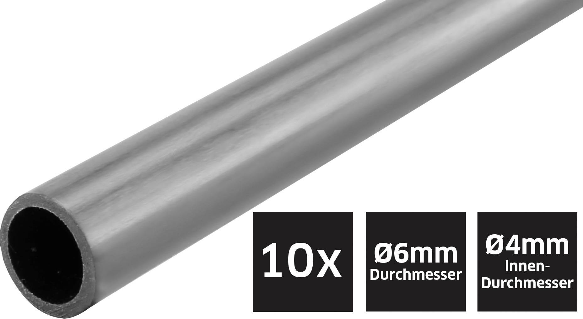 Carbon Rohr (Ø x L) 6mm x 1000mm Innen-Durchmesser: 4mm 10St.