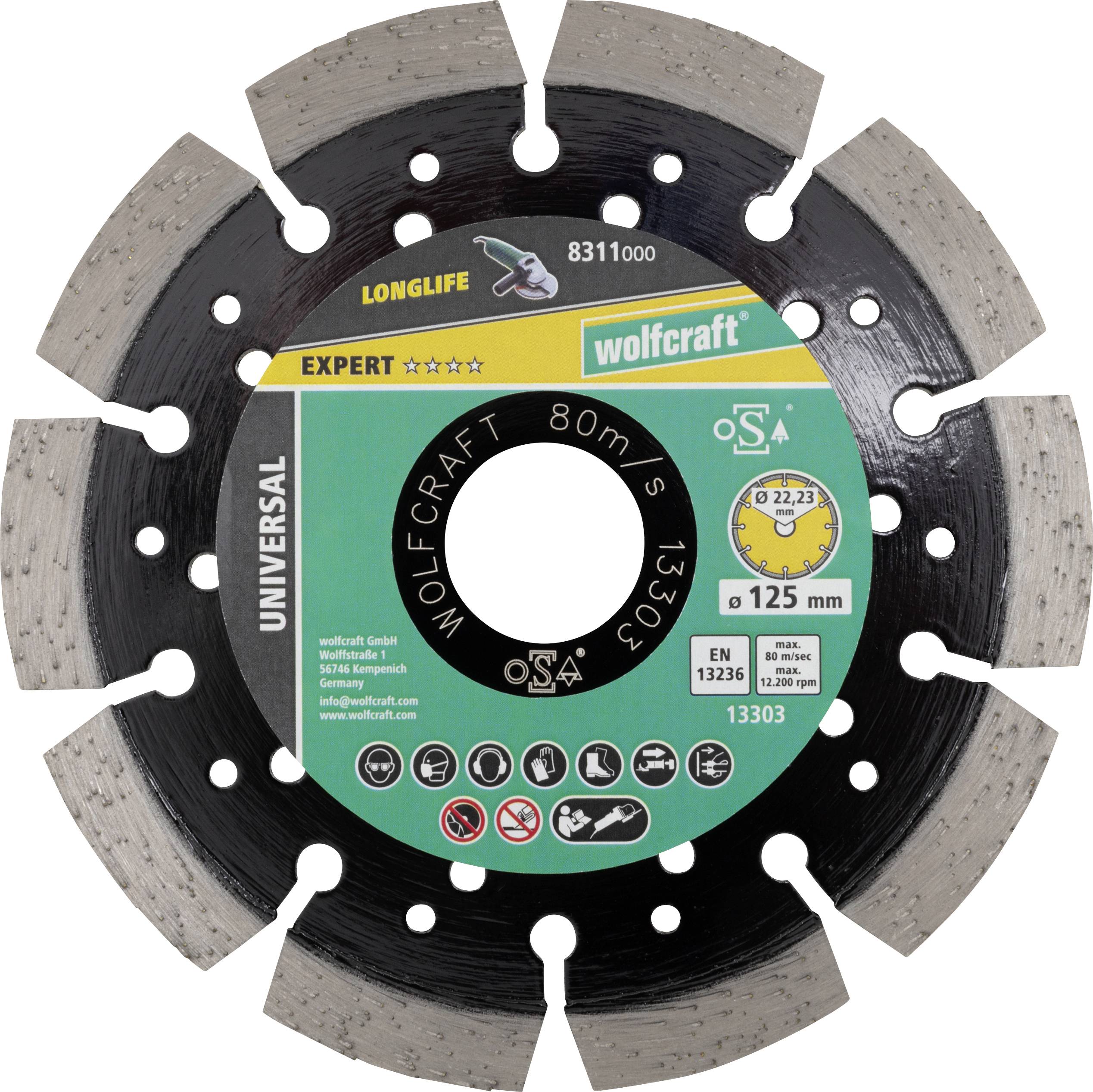 Wolfcraft 8311000 Diamanttrennscheibe 125 mm 1 St. Beton, Klinker, Naturstein, Bimsstein, Kalksands