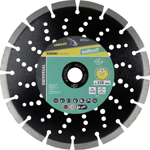 Wolfcraft 8312000 Diamanttrennscheibe 230 mm 1 St. Beton, Klinker, Naturstein, Bimsstein, Kalksands