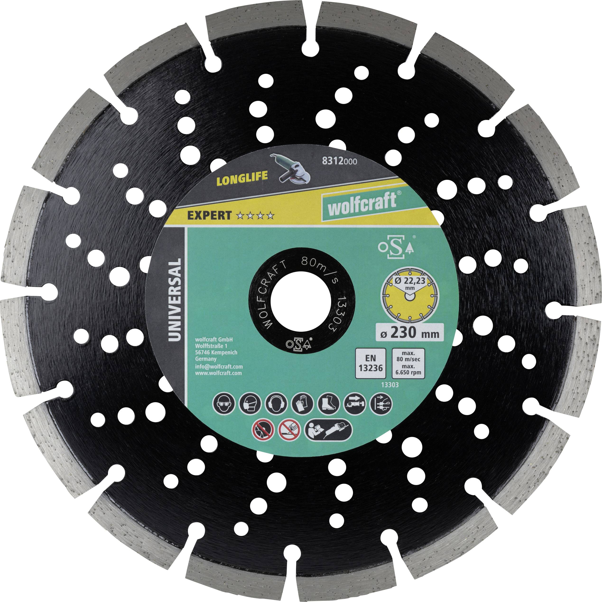 Wolfcraft 8312000 Diamanttrennscheibe 230mm 1 St. Beton, Klinker, Naturstein, Bimsstein, Kalksandstein