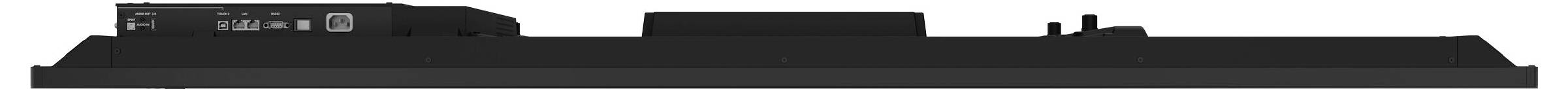 Eine schwarze Tastatur mit einem Touchpad in der Mitte, die eine zentrale Einheit und Kabelanschlüsse auf der linken Seite beherbergt.