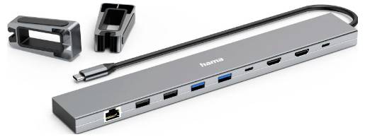 Hama USB-C® Dockingstation USB-C-Docking-Station "Connect2Office Basic V2", Standfüße, 9 Ports