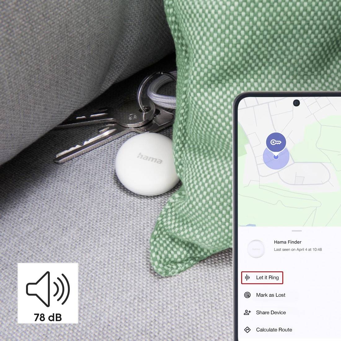Hama Schlüsselfinder, für Android "Mein Gerät finden"-App, Bluetooth, Weiß Schlüsselfinder Weiß
