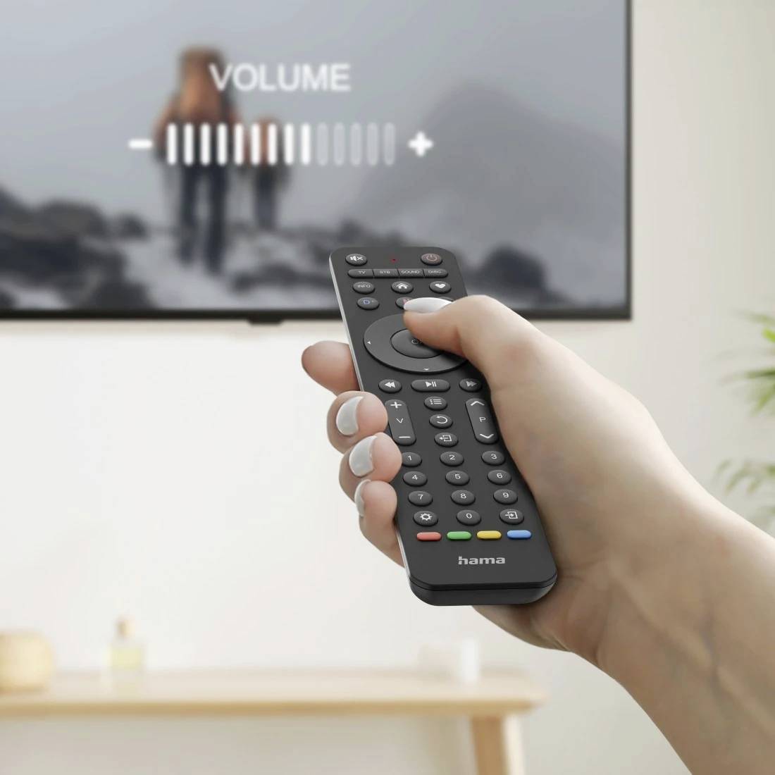 Hama Universal-Fernbedienung TV, Infrarot, für 4 Geräte, lernfähig, App-Tasten Fernbedienung Schwarz
