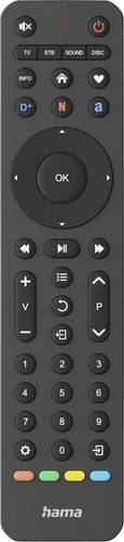Hama Universal-Fernbedienung TV, Infrarot, für 4 Geräte, lernfähig, App-Tasten Fernbedienung Schwa