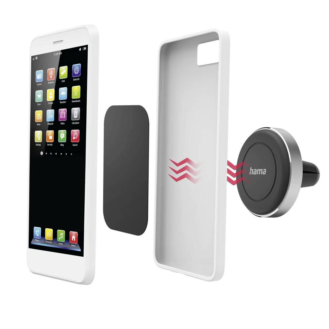 Hama Auto-Handyhalterung "Magnet" für Lüftung, 360 Grad drehbar, universal, Alu Handy-Kfz-Halterung