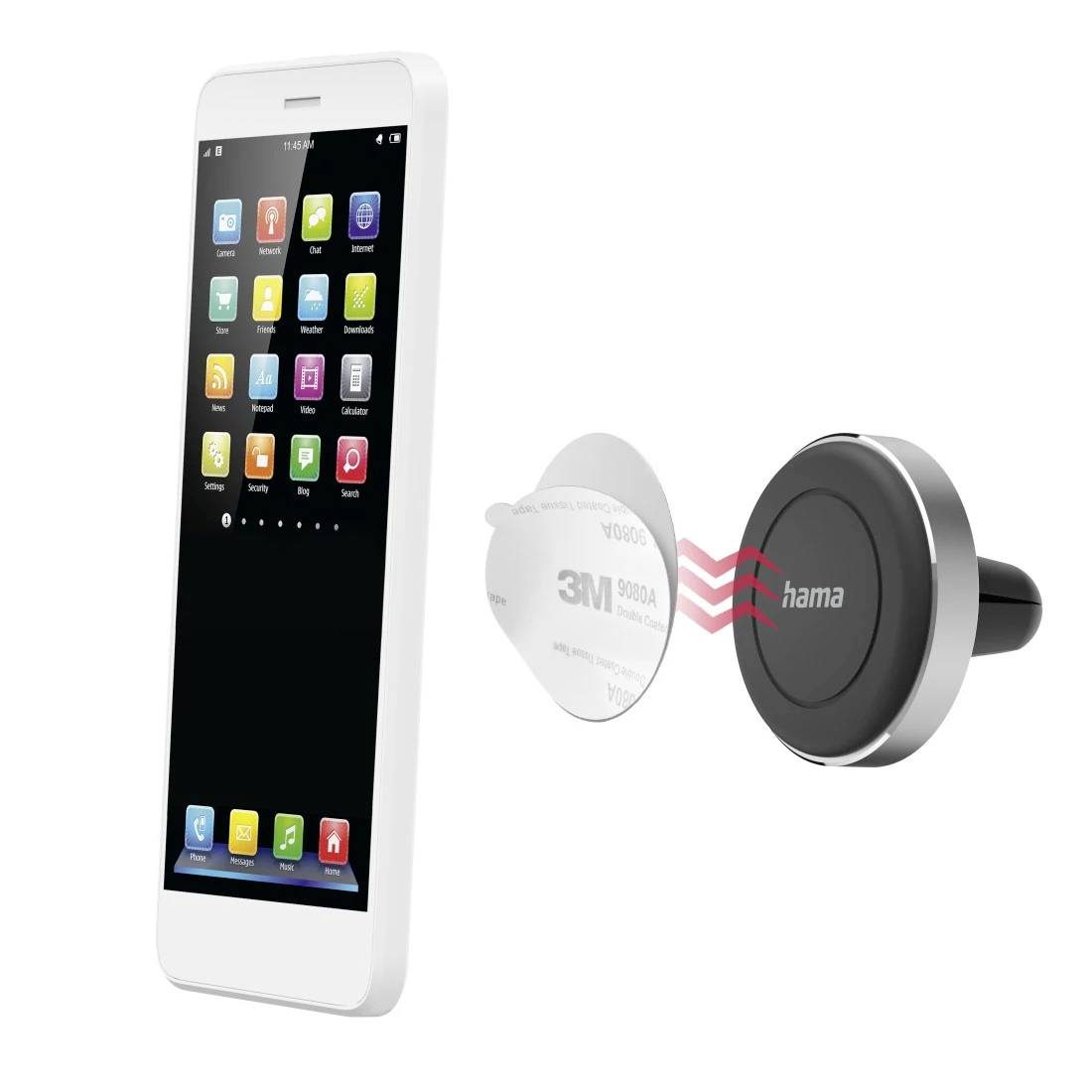 Hama Auto-Handyhalterung "Magnet" für Lüftung, 360 Grad drehbar, universal, Alu Handy-Kfz-Halterung