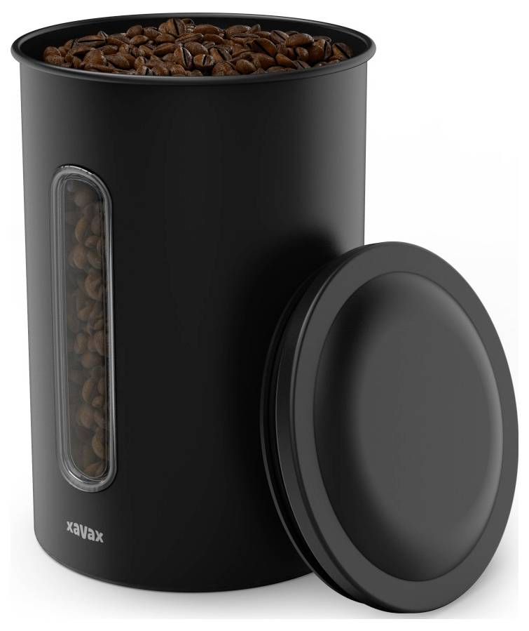 Xavax Kaffeedose für 1,3kg Bohnen o. 1,5kg Pulver, luftdicht, aromadicht, Schwarz 00111262 Dose für Kaffeebohnen
