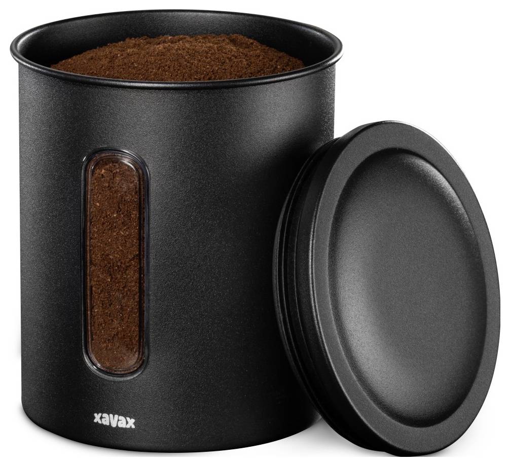 Xavax Kaffeedose für 500g Bohnen oder 700g Pulver, luftdicht, aromadicht, Schwarz 00111275 Dose für Kaffeebohnen