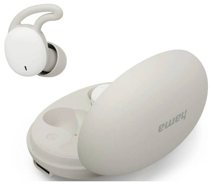 Hama Bluetooth®-Kopfhörer "Spirit Calm", TWS, In-Ear, Schlafkopfhörer, Weiß/Grau In Ear Kopfhörer Beige, Weiß