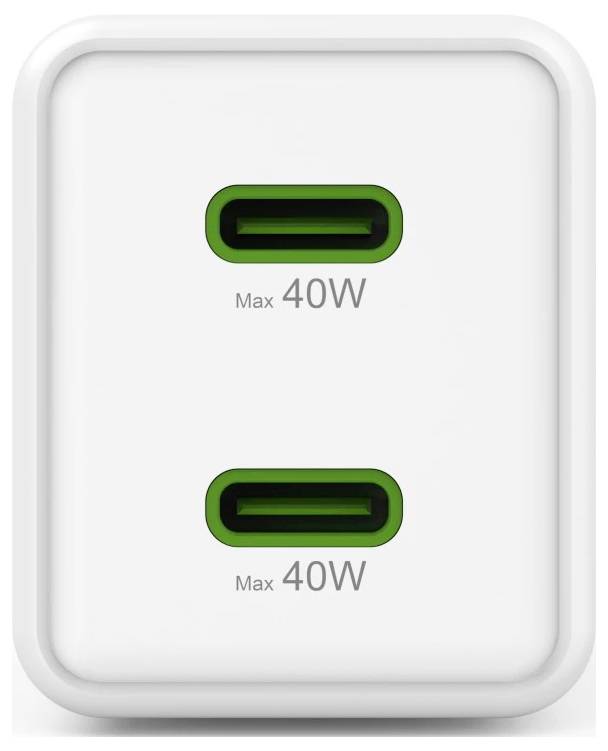 Hama Schnellladegerät, GaN, 2x USB-C, Super-Mini-Ladegerät, PD, 40 W, Weiß USB Ladegerät 40W Weiß