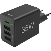 Hama Schnellladegerät, 1x USB-C PD, 3x USB-A, Mini-Ladegerät, 35W, Schwarz USB Ladegerät 35W Schwarz Hama Schnellladegerät, 1x USB-C PD, 3x USB-A, Mini-Ladegerät, 35W, Schwarz USB Ladegerät 35W Schwarz