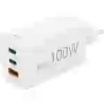 Hama Schnellladegerät, GaN, 2x USB-C, 1x USB-A, Mini-Ladegerät, PD, 100 W, Weiß USB Ladegerät 100 Hama Schnellladegerät, GaN, 2x USB-C, 1x USB-A, Mini-Ladegerät, PD, 100 W, Weiß USB Ladegerät 100