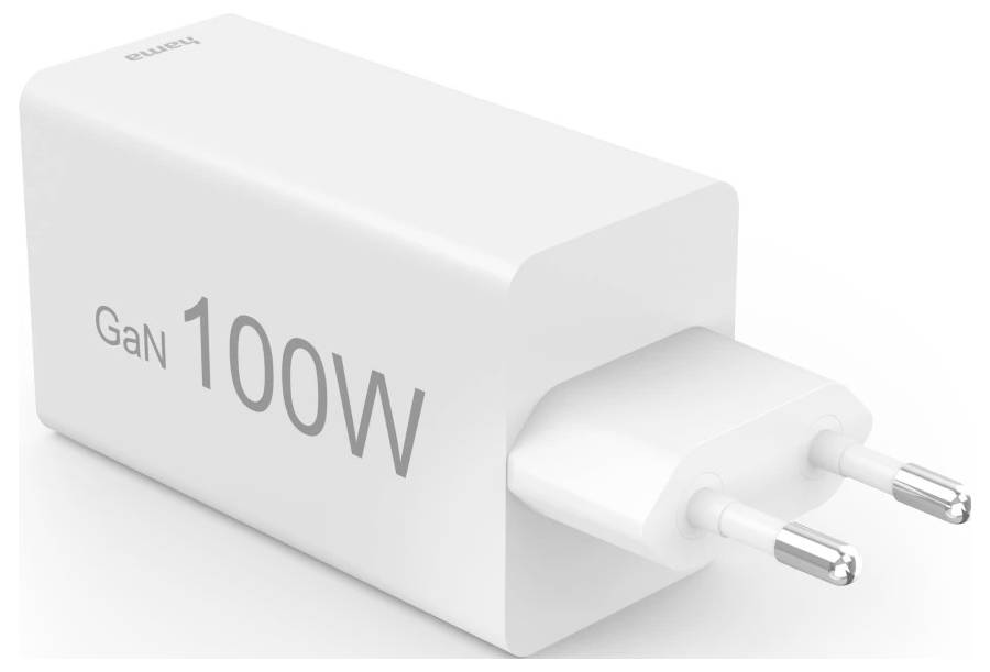 Hama Schnellladegerät, GaN, 2x USB-C, 1x USB-A, Mini-Ladegerät, PD, 100 W, Weiß USB Ladegerät 100W Weiß