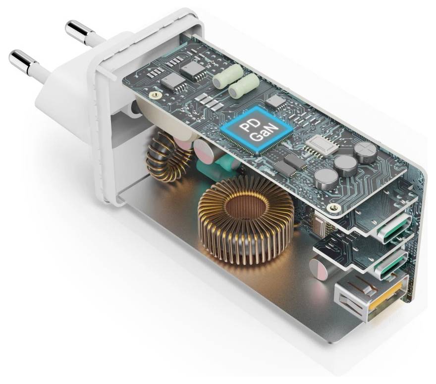 Hama Schnellladegerät, GaN, 2x USB-C, 1x USB-A, Mini-Ladegerät, PD, 100 W, Weiß USB Ladegerät 100W Weiß