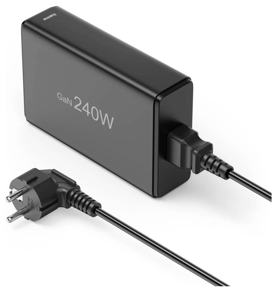 Hama USB-Ladestation 5 Ports, GaN, Schnellladegerät, 4xUSB-C, 1xUSB-A, PD, 240 W USB Ladestation 240 W Schwarz