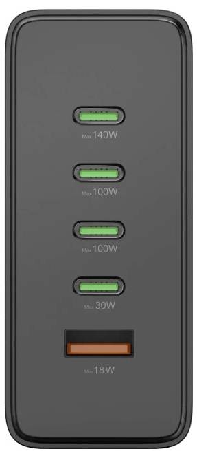 Hama USB-Ladestation 5 Ports, GaN, Schnellladegerät, 4xUSB-C, 1xUSB-A, PD, 240 W USB Ladestation 240 W Schwarz