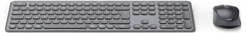 Hama Multi-Device-Tastatur-Maus-Set "WKM-550", kabellos, Funk/BT, SW, QWERTZ DE Kabellos Tastatur, Maus-Set Deutsch, QWERTZ
