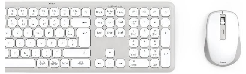 Hama Multi-Device-Tastatur-Maus-Set "WKM-550", kabellos, Funk/BT, WS, QWERTZ DE Kabellos Tastatur, Maus-Set Deutsch, QWERTZ Grau