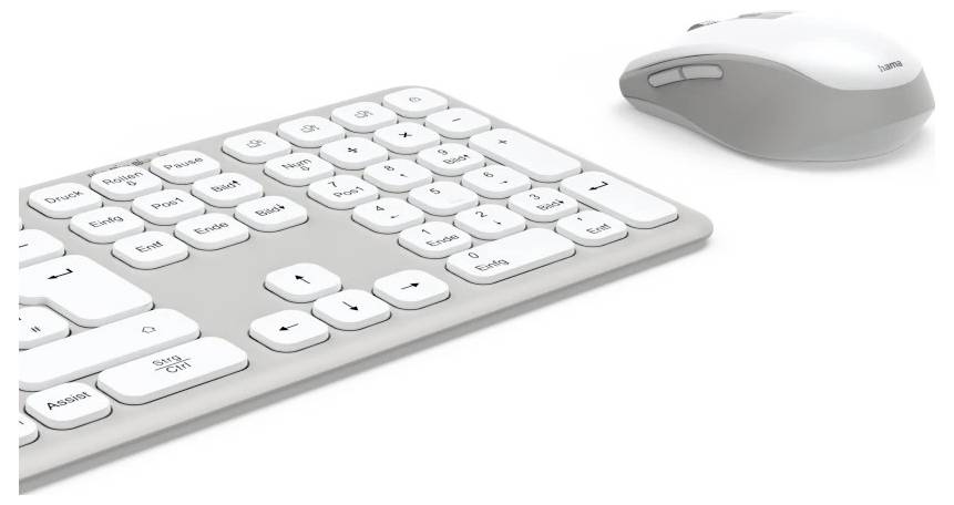 Hama Multi-Device-Tastatur-Maus-Set "WKM-550", kabellos, Funk/BT, WS, QWERTZ DE Kabellos Tastatur, Maus-Set Deutsch, QWERTZ Grau